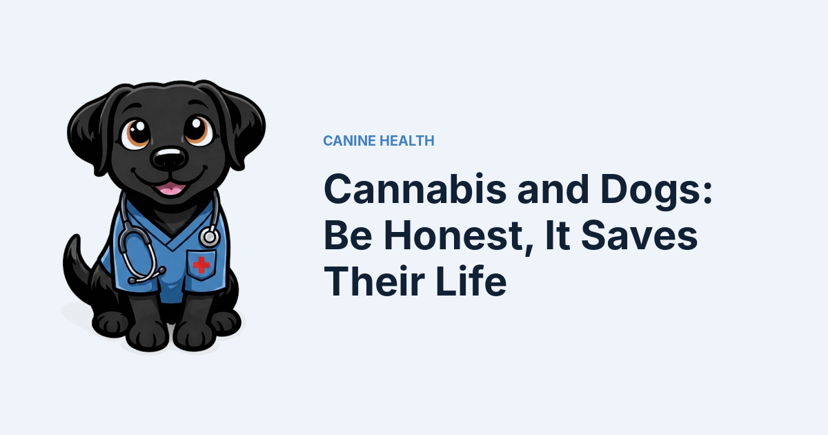 Cannabis and Dogs: Be Honest, It Saves Their Life — Kali, Roch Dog's canine concierge, in veterinary scrubs
