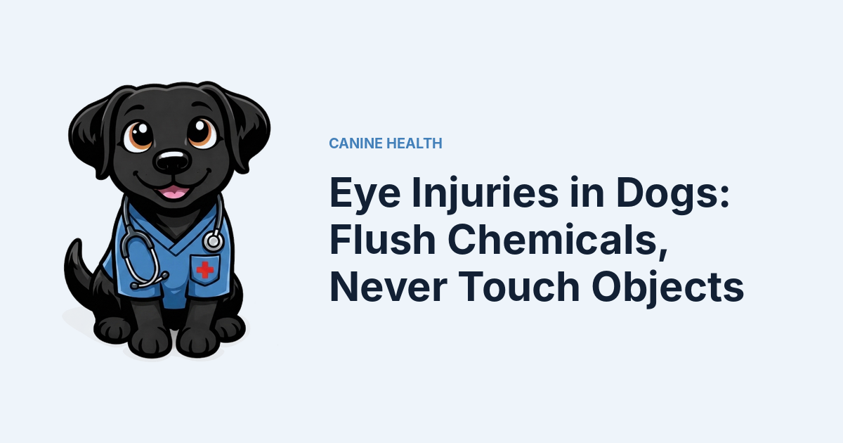 Eye Injuries in Dogs: Flush Chemicals, Never Touch Objects — Kali, Roch Dog's canine concierge, in veterinary scrubs