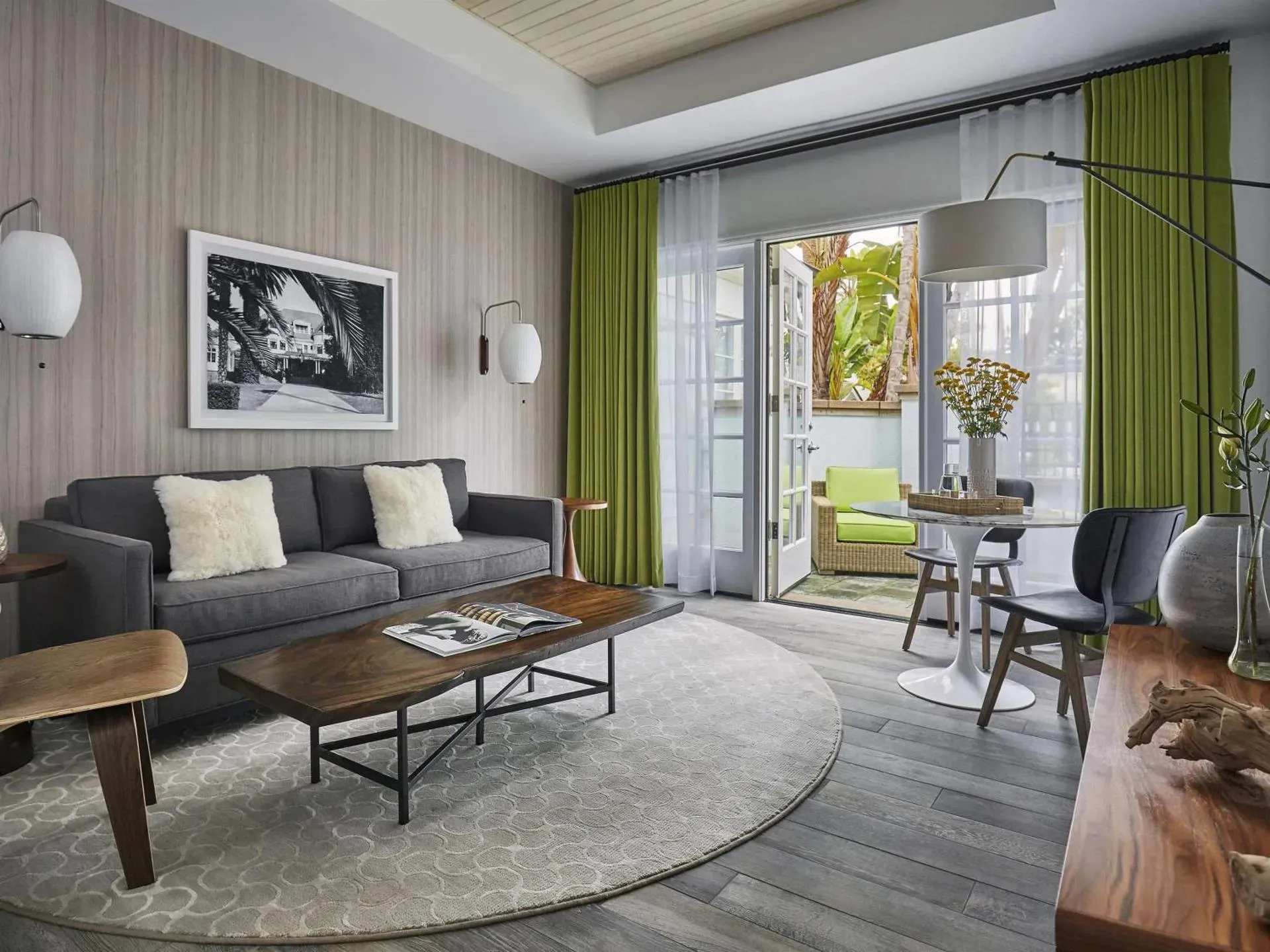 A bungalow living room at the Fairmont Miramar