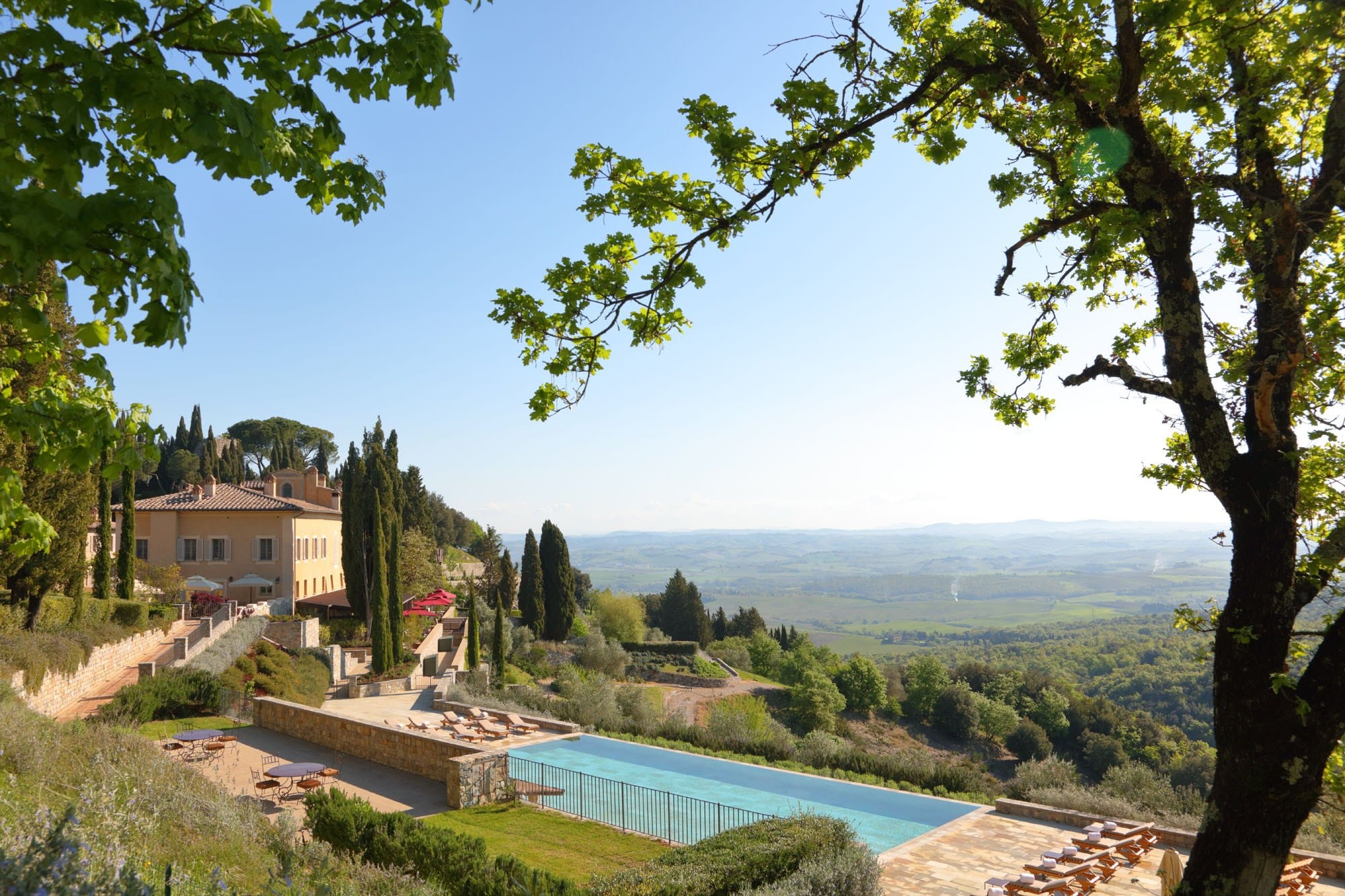 The borgo of Castiglion del Bosco looking out over the Tuscan hills