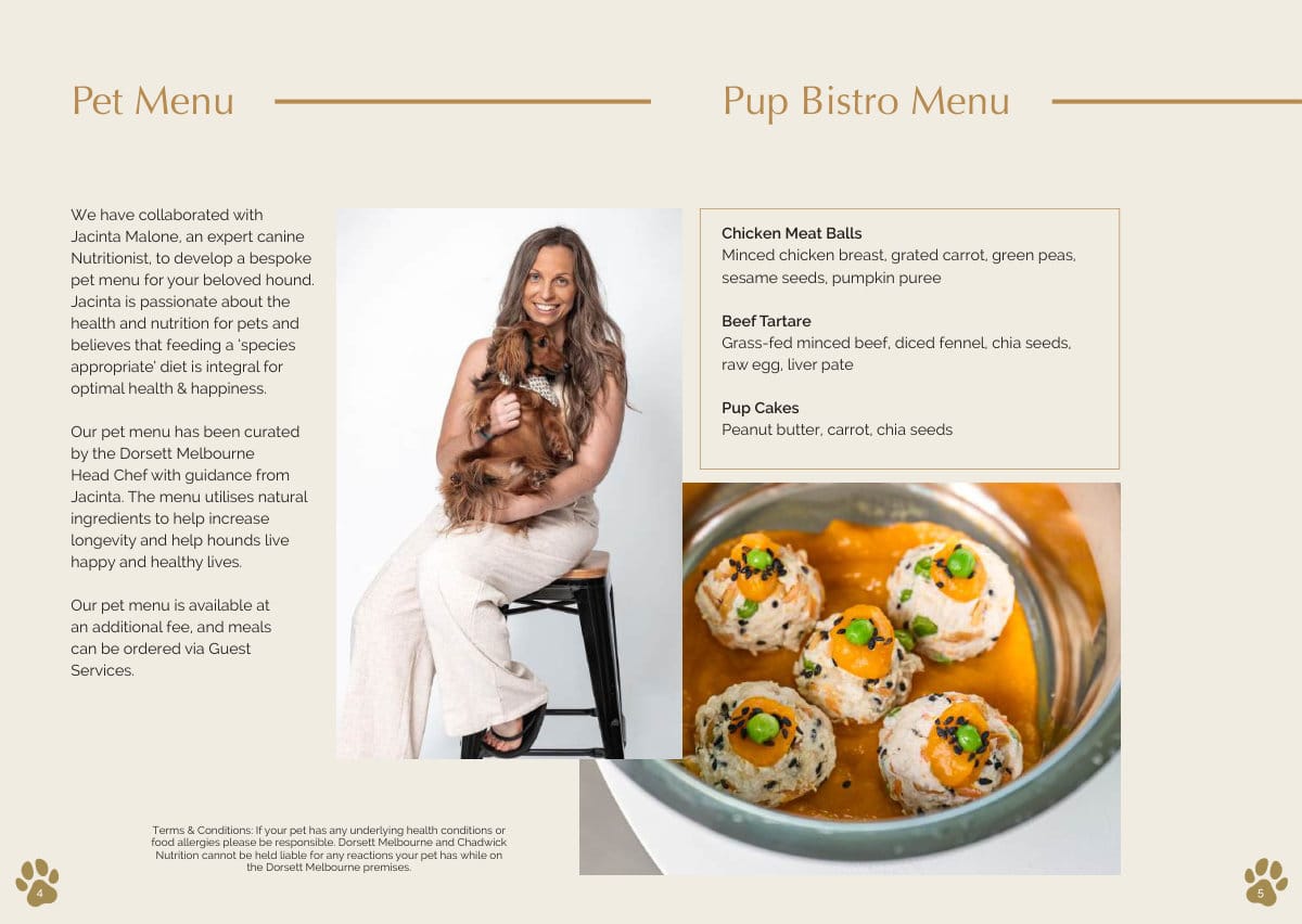 Dorsett Melbourne dog menu