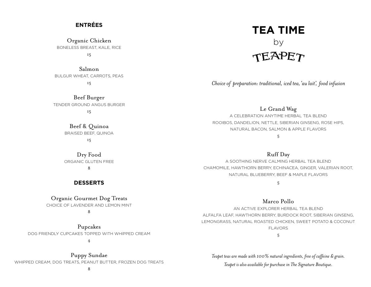 El Encanto dog menu