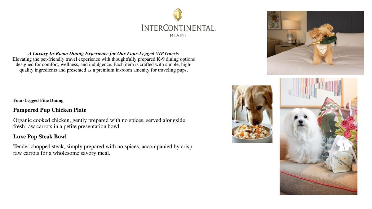 InterContinental Miami dog menu