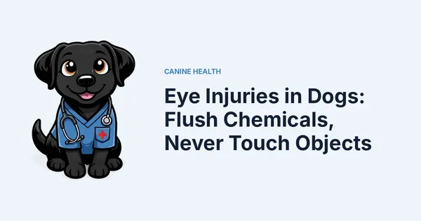 Eye Injuries in Dogs: Flush Chemicals, Never Touch Objects — Kali, Roch Dog's canine concierge, in veterinary scrubs